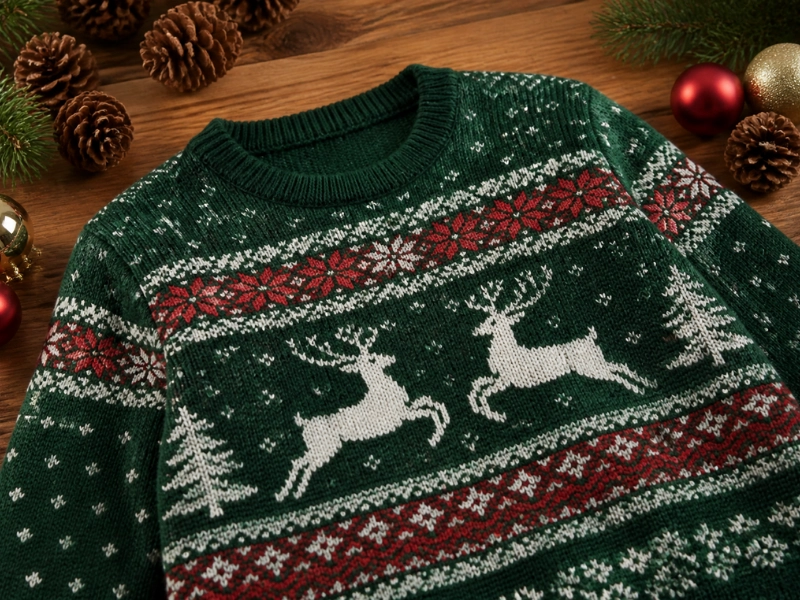 Classic reindeer and pine tree patterns are the base of many Christmas sweater designs