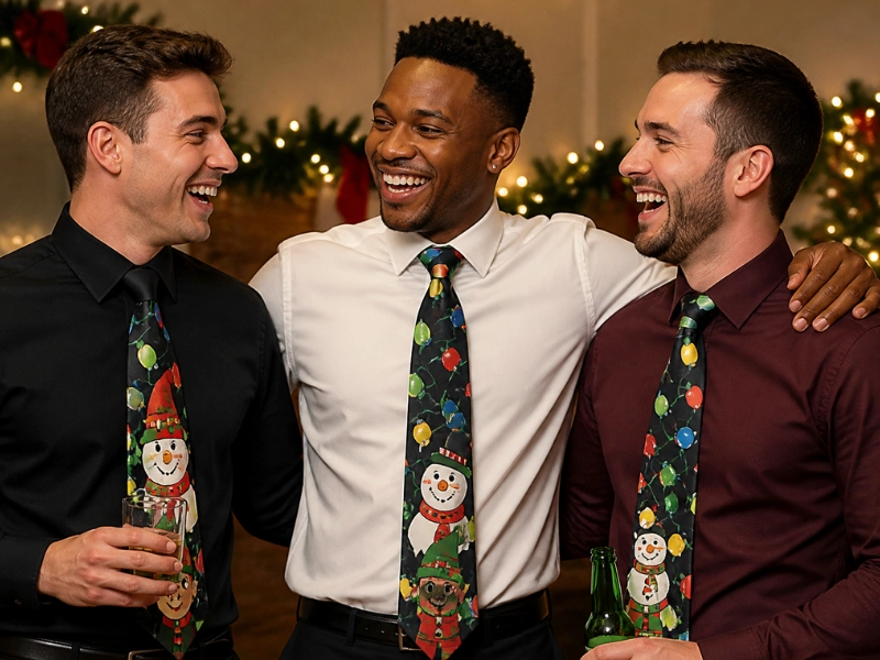Ugly Christmas tie night: the louder the pattern, the better the party photo