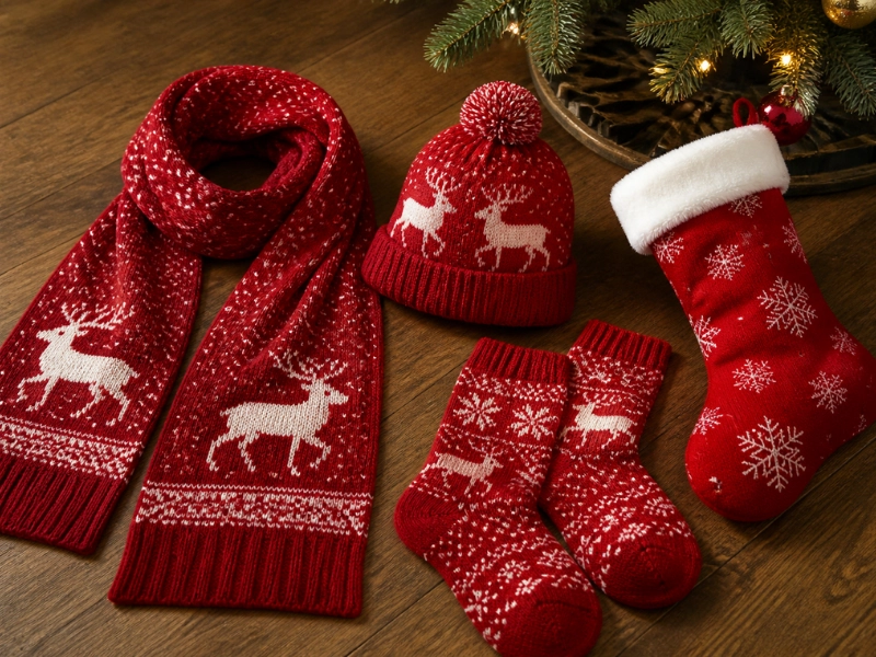 A scarf, beanie and socks set is the stocking-stuffer version of a Christmas tie